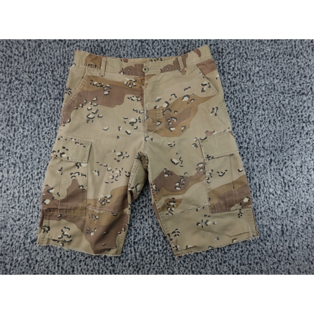 Rothco Cargo Shorts Mens Medium Regular Camo Good Raw Hem BDU Choco Chip Camo